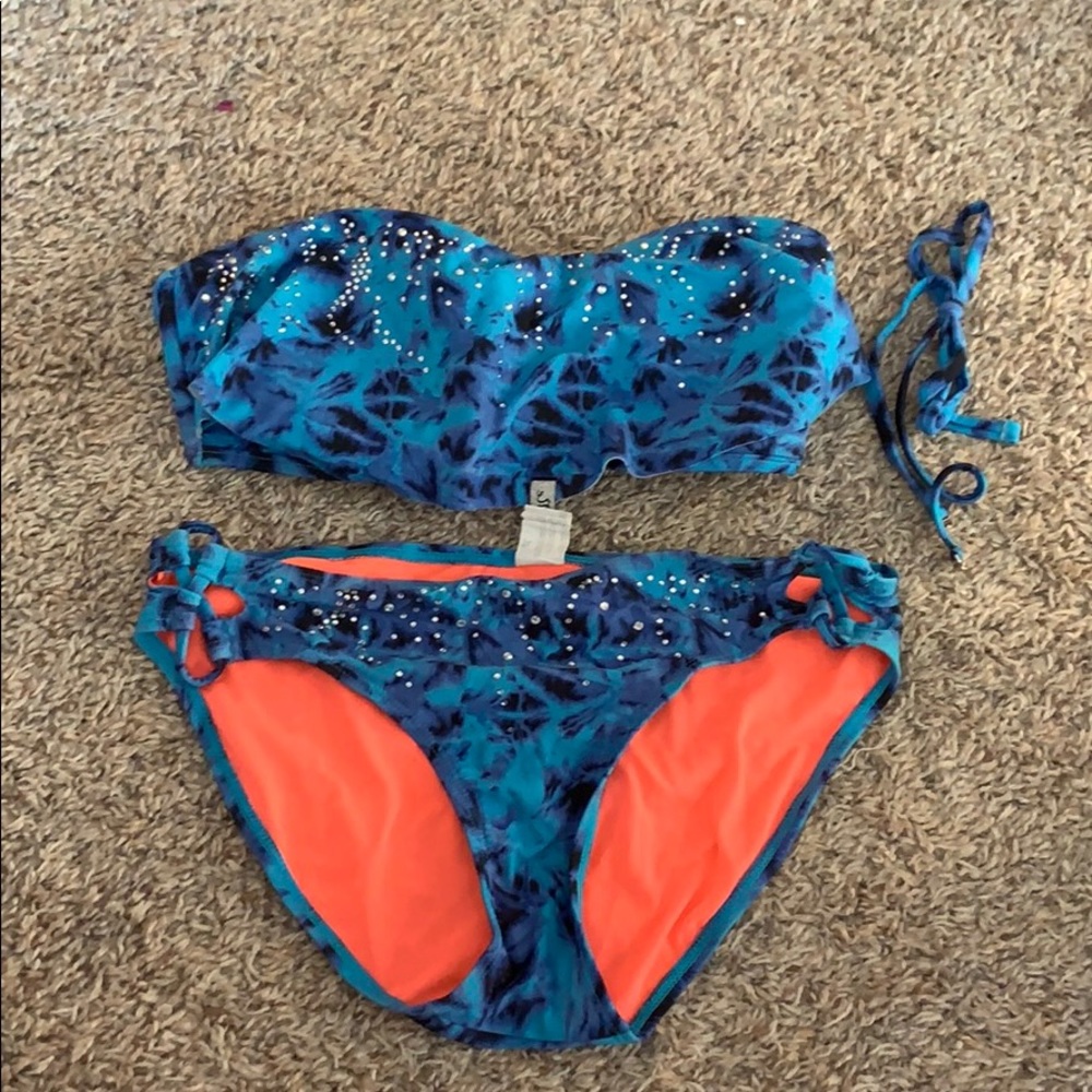 Miss me bandeau swim suit with straps barely worn